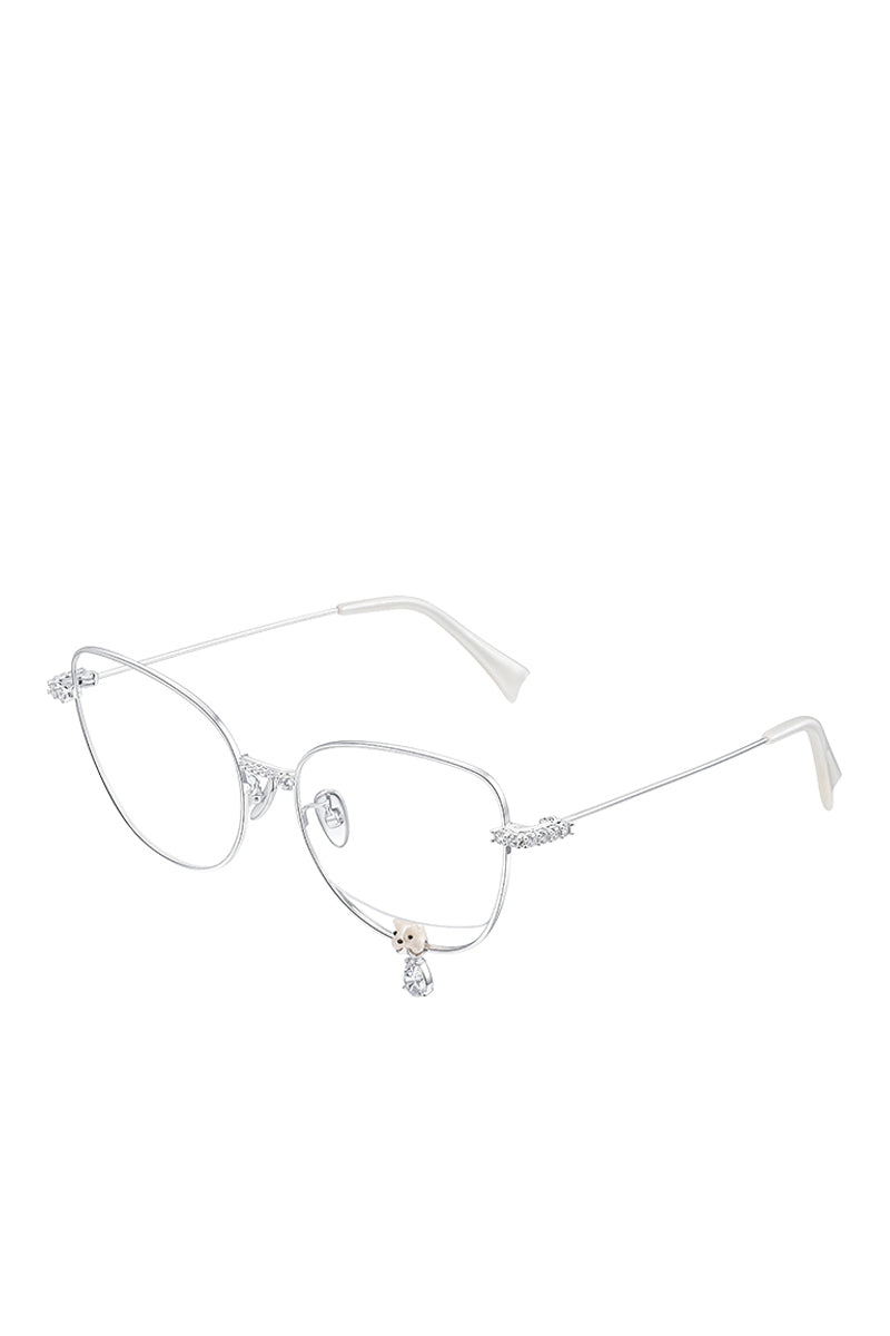 FLOCKED BEAR DECORATIVE GEMSTONE PENDANT GLASSES / SLV