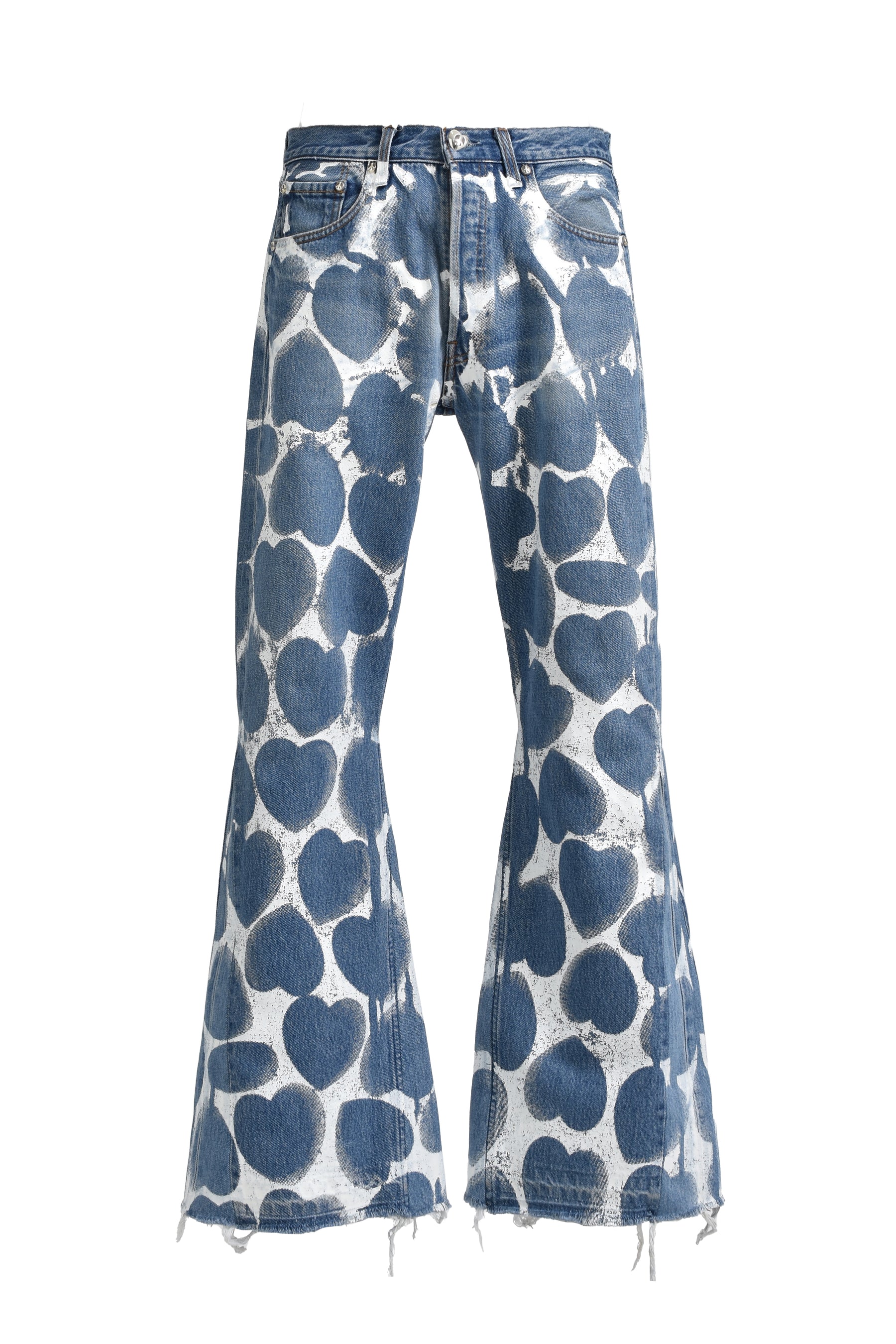 HEART PRINTED DENIM BLU