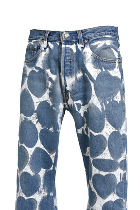 HEART PRINTED DENIM BLU