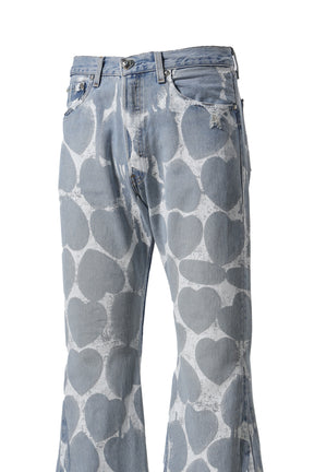 HEART PRINTED DENIM BLU