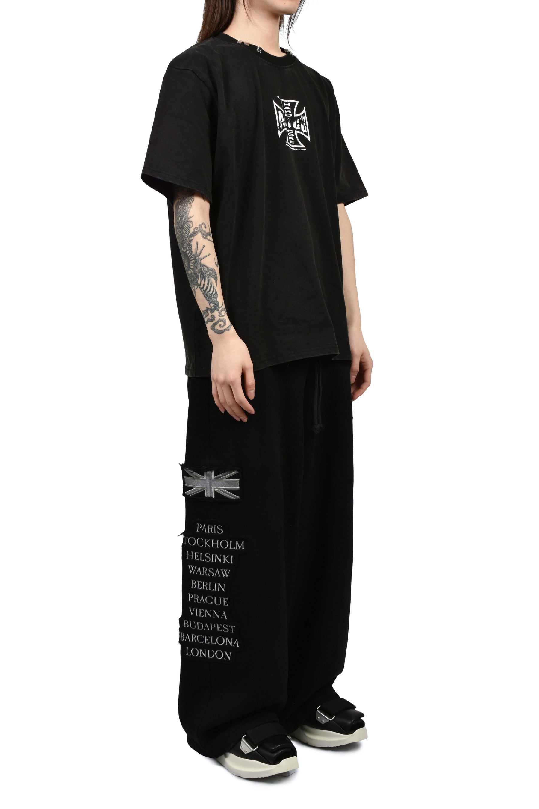 EURO TRIPPED PATCHED LOUNGE PANTS / BLK