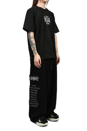 EURO TRIPPED PATCHED LOUNGE PANTS / BLK