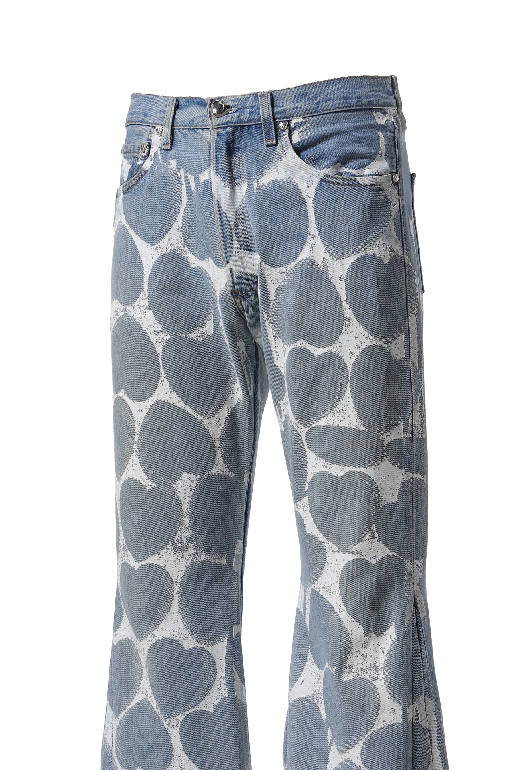 HEART PRINTED DENIM BLU