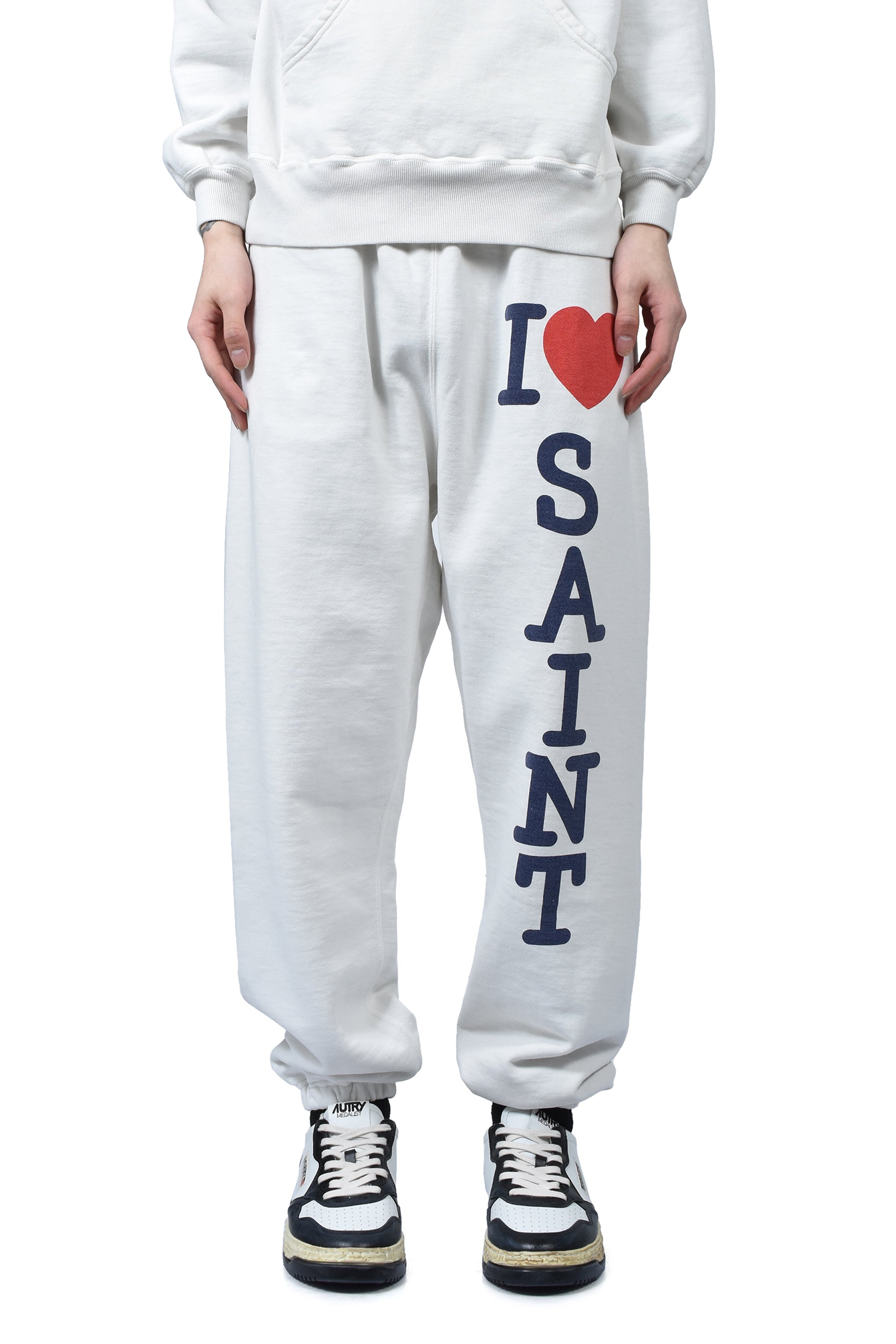 SWEAT PANTS/I LOVE SAINT / WHT