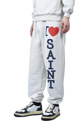 SAINT Mxxxxxx SWEAT PANTS/I LOVE SAINT / WHT