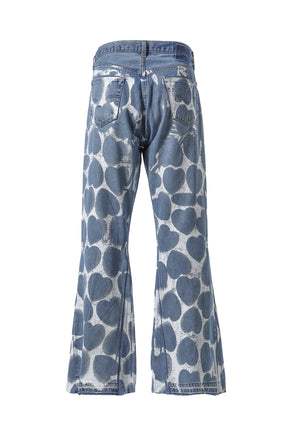 HEART PRINTED DENIM BLU