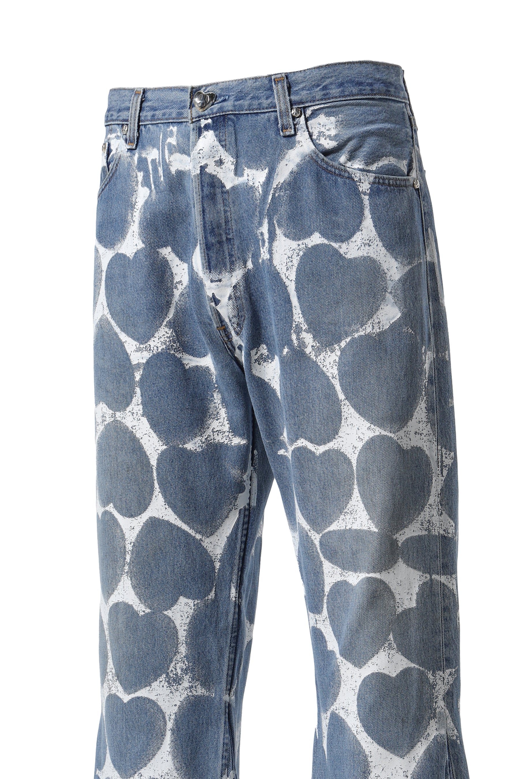 HEART PRINTED DENIM BLU