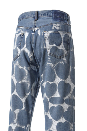 HEART PRINTED DENIM BLU