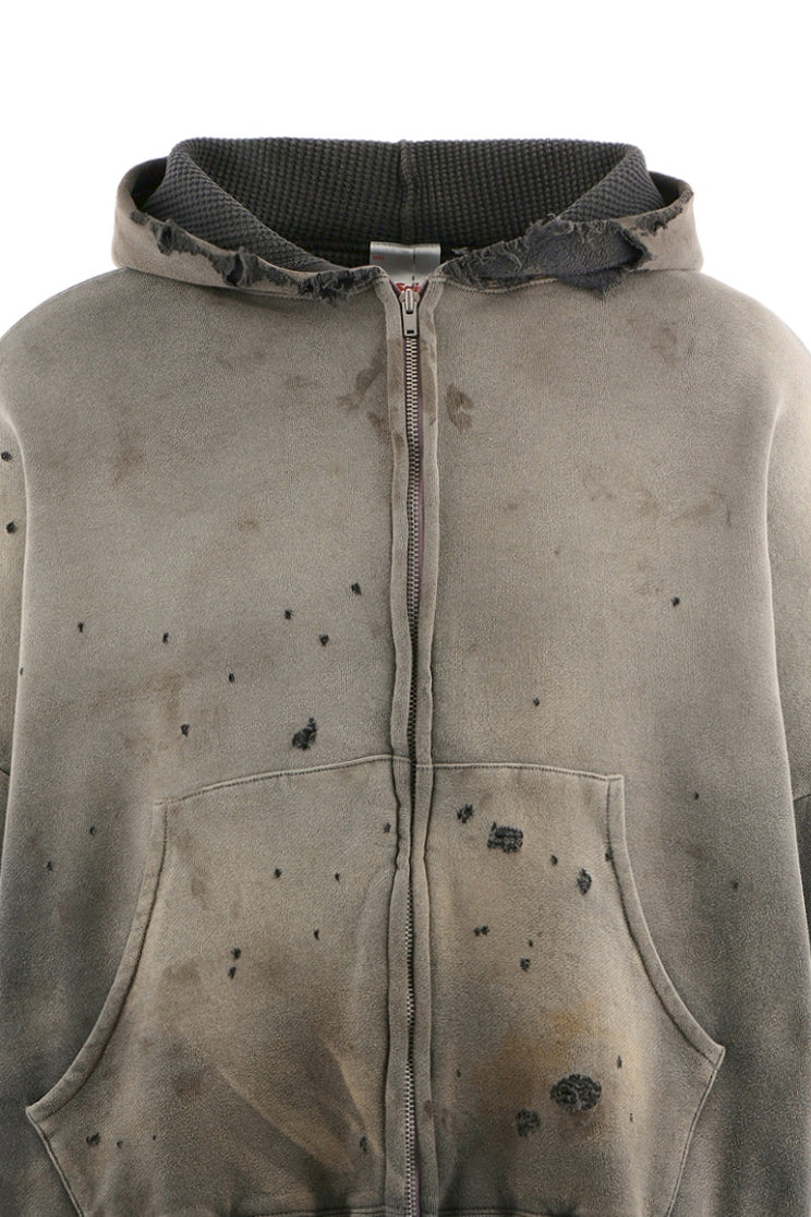 ZIP HOODIE/DOUBLE FACE / BLK