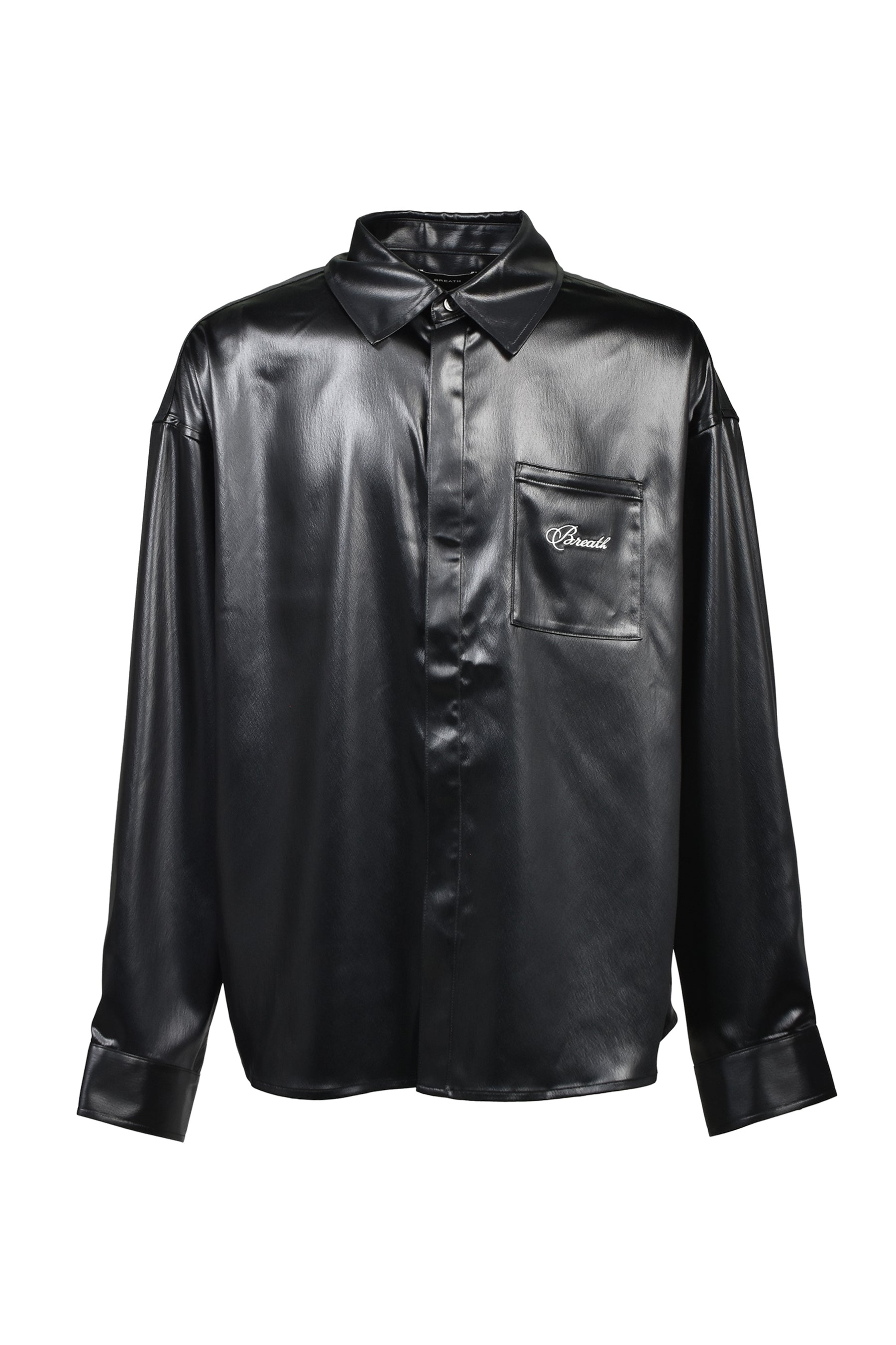 SCRIPT LOGO COATING SHIRT / BLK