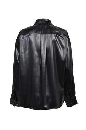 SCRIPT LOGO COATING SHIRT / BLK