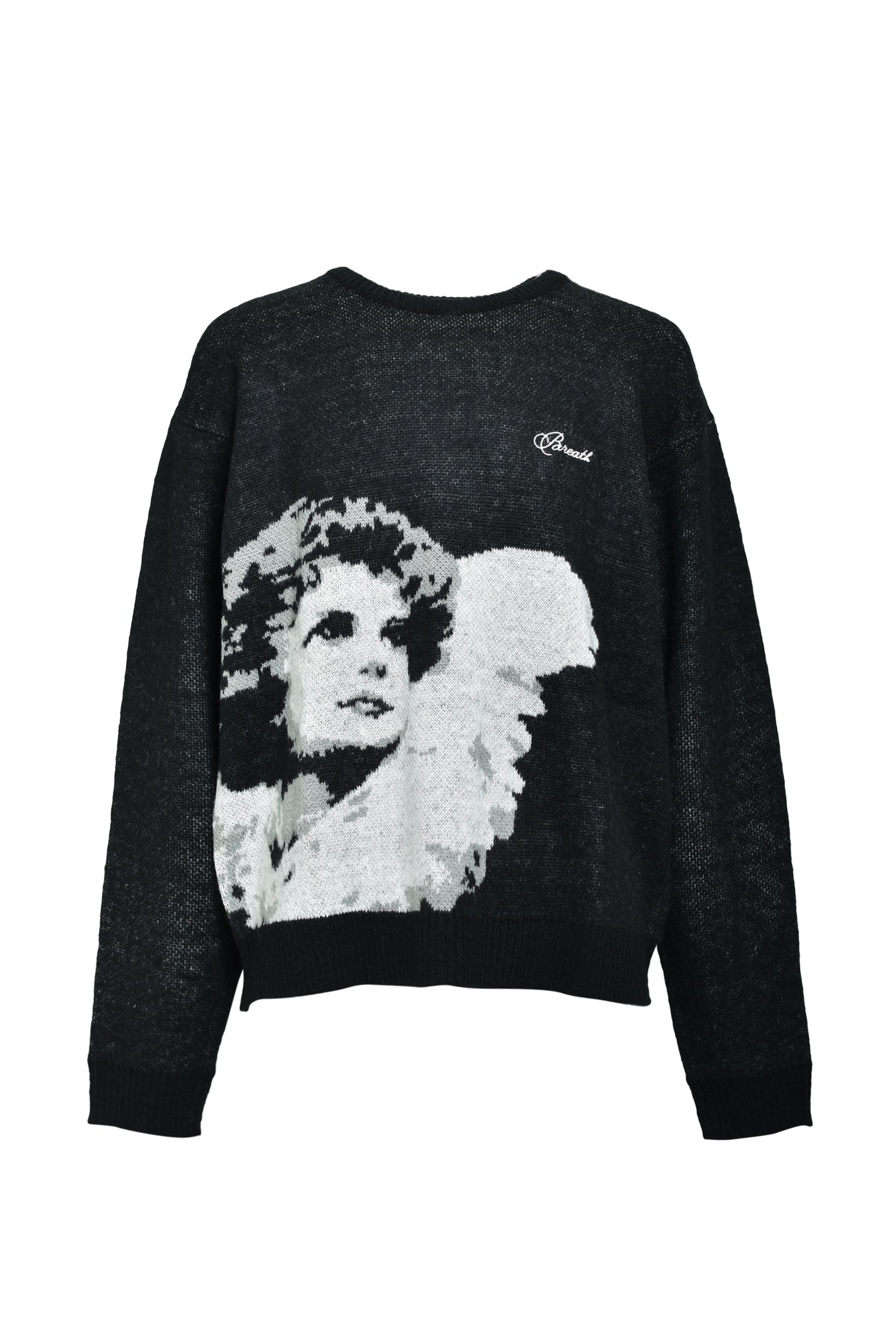 ANGEL SCRIPT LOGO MOHAIR KNIT / BLK 