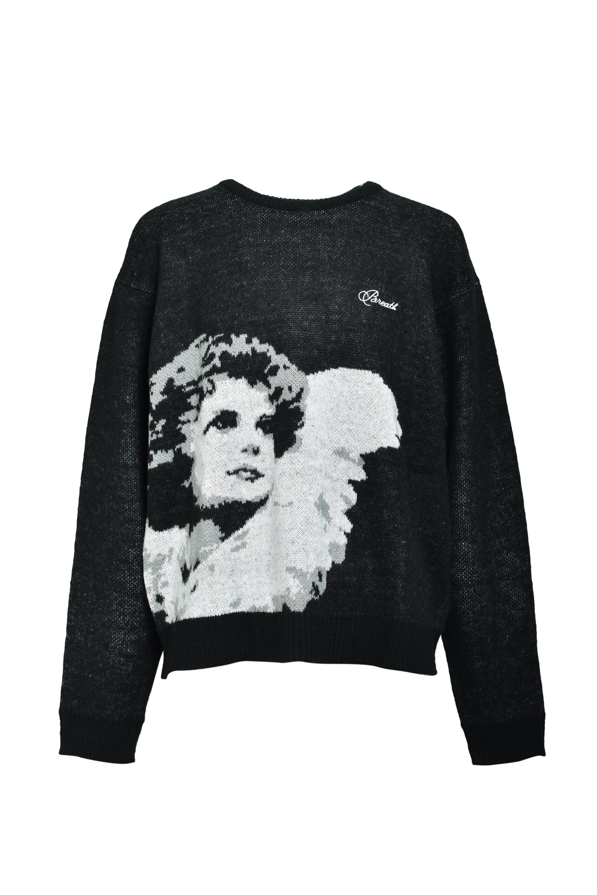 ANGEL SCRIPT LOGO MOHAIR KNIT / BLK