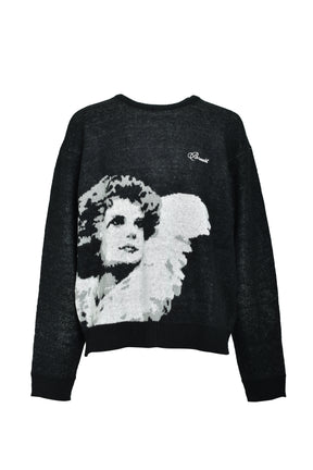 ANGEL SCRIPT LOGO MOHAIR KNIT / BLK 