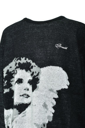 ANGEL SCRIPT LOGO MOHAIR KNIT / BLK 