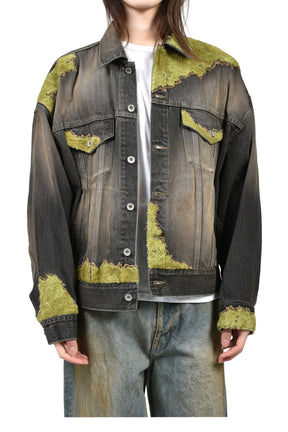 MOSS-GROWN WOOD DENIM JACKET / BLK