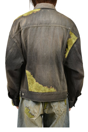 MOSS-GROWN WOOD DENIM JACKET / BLK
