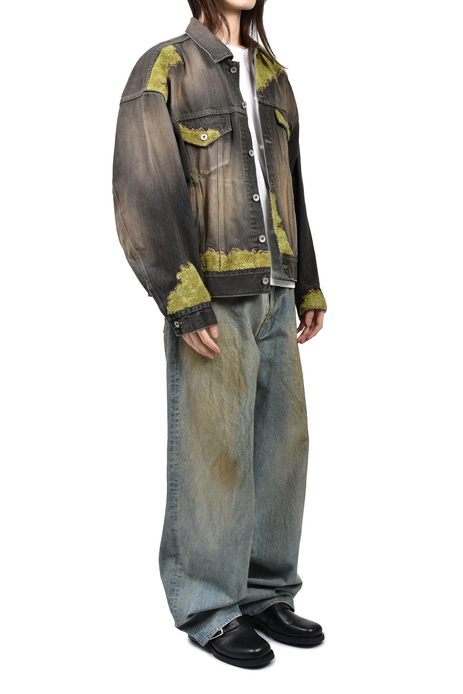 MOSS-GROWN WOOD DENIM JACKET / BLK