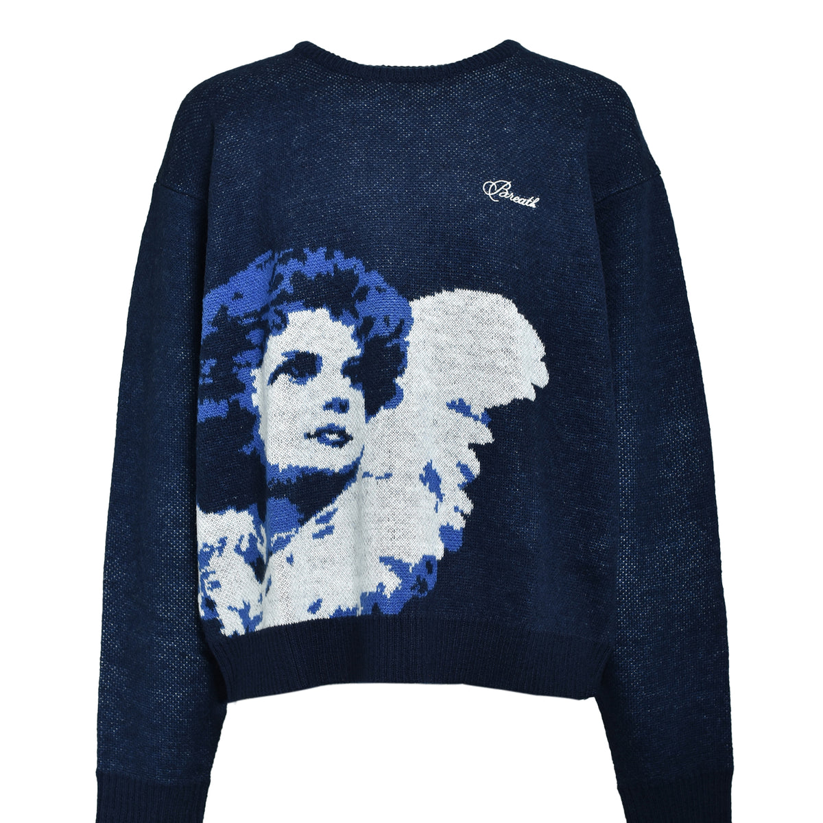 BREATH FW25 ANGEL SCRIPT LOGO MOHAIR KNIT / NAV - NUBIAN