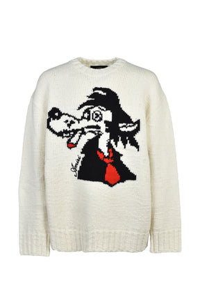 SMOKING WOLF SWEATER / ALABASTER