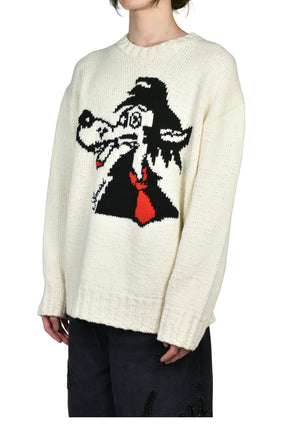 SMOKING WOLF SWEATER / ALABASTER