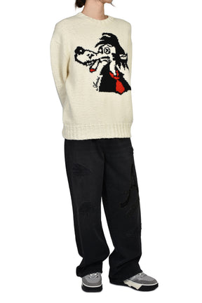 SMOKING WOLF SWEATER / ALABASTER