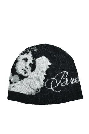 ANGEL SCRIPT LOGO MOHAIR BEANIE / BLK