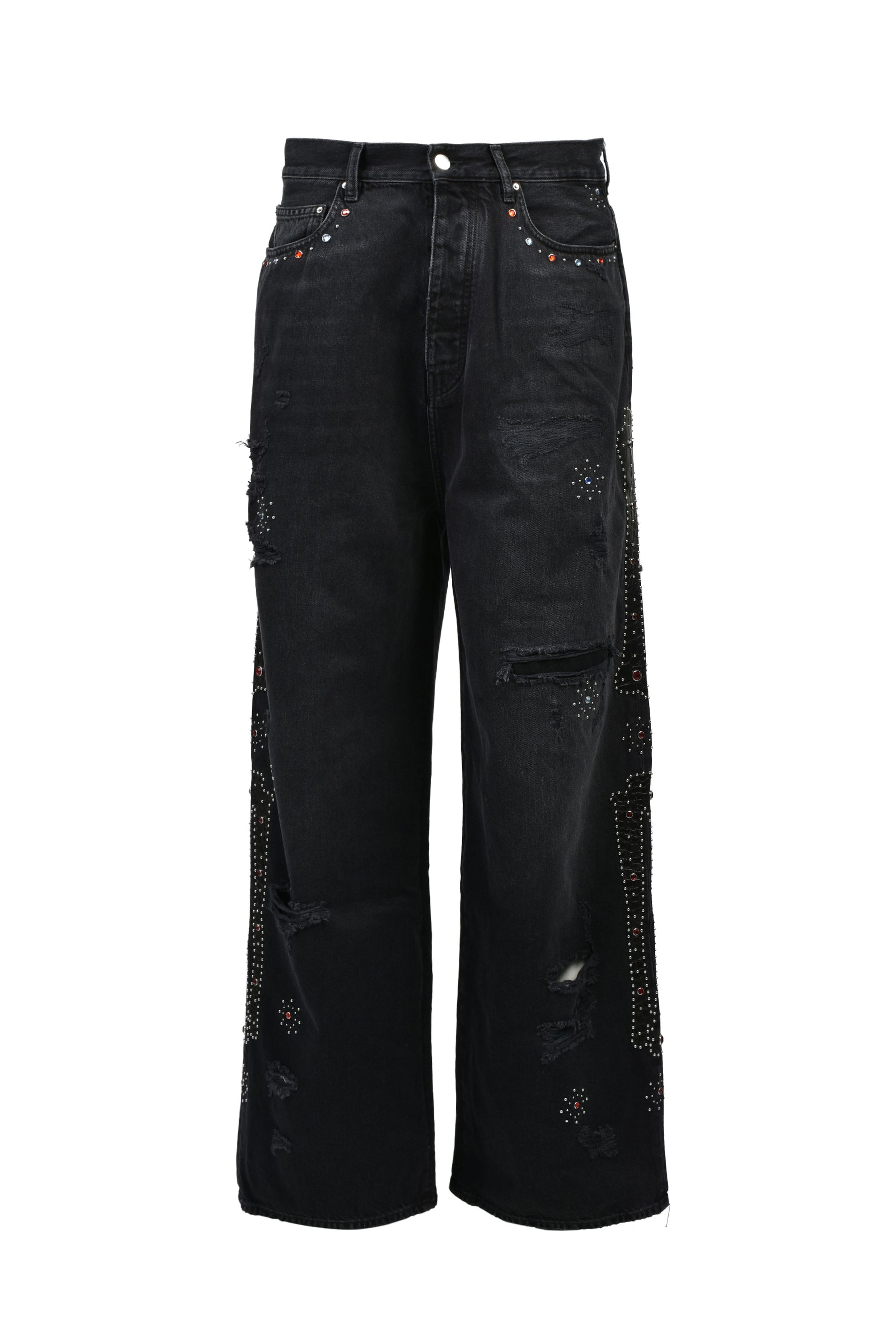 AMIRI BONES STUDDED BAGGY JEAN / VINTAGE BLK