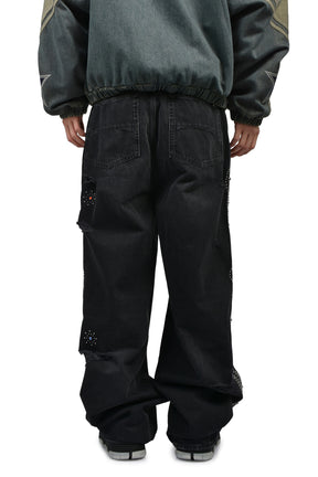 AMIRI BONES STUDDED BAGGY JEAN / VINTAGE BLK
