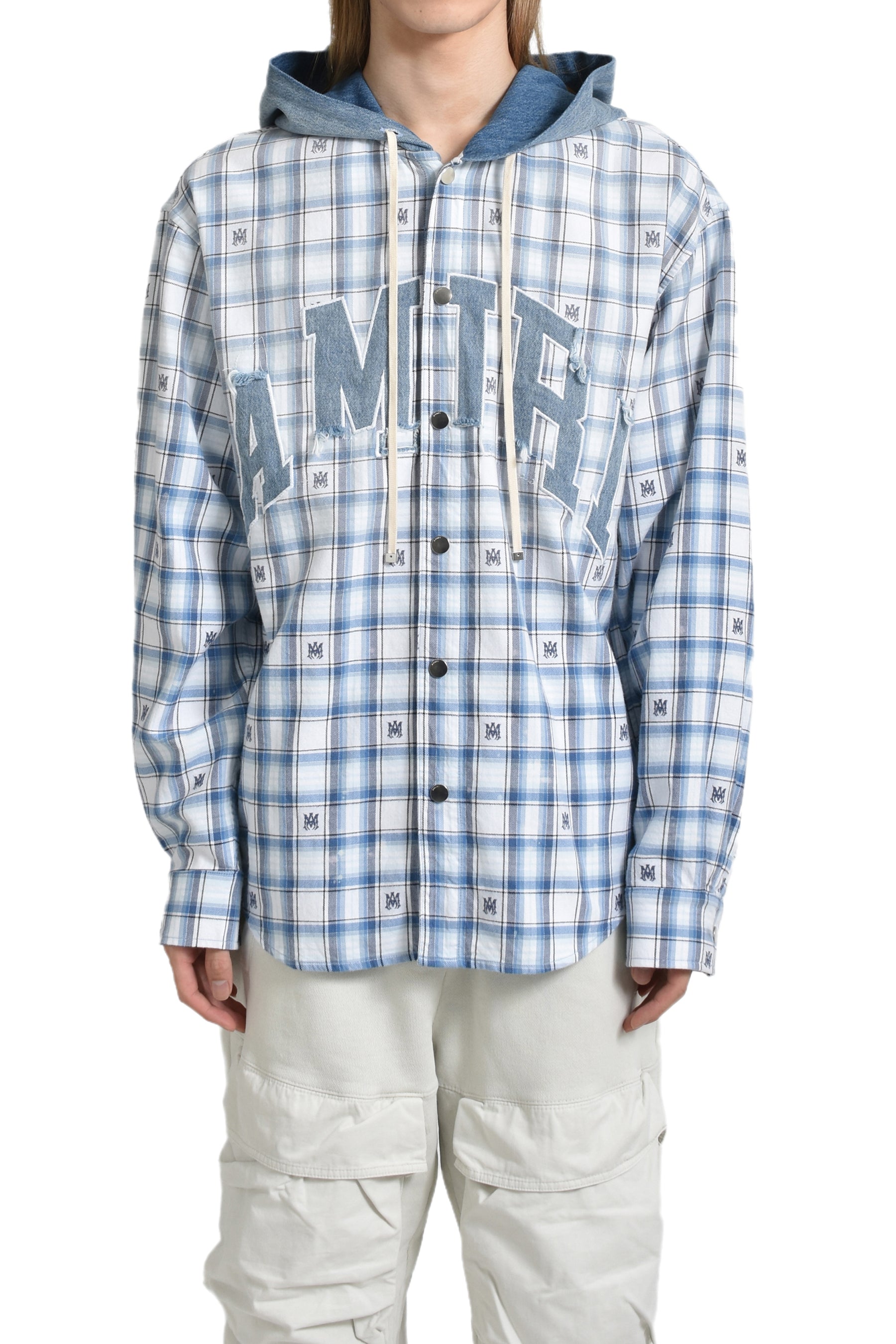 AMIRI HOODED OVERSHIRT / CERULEAN