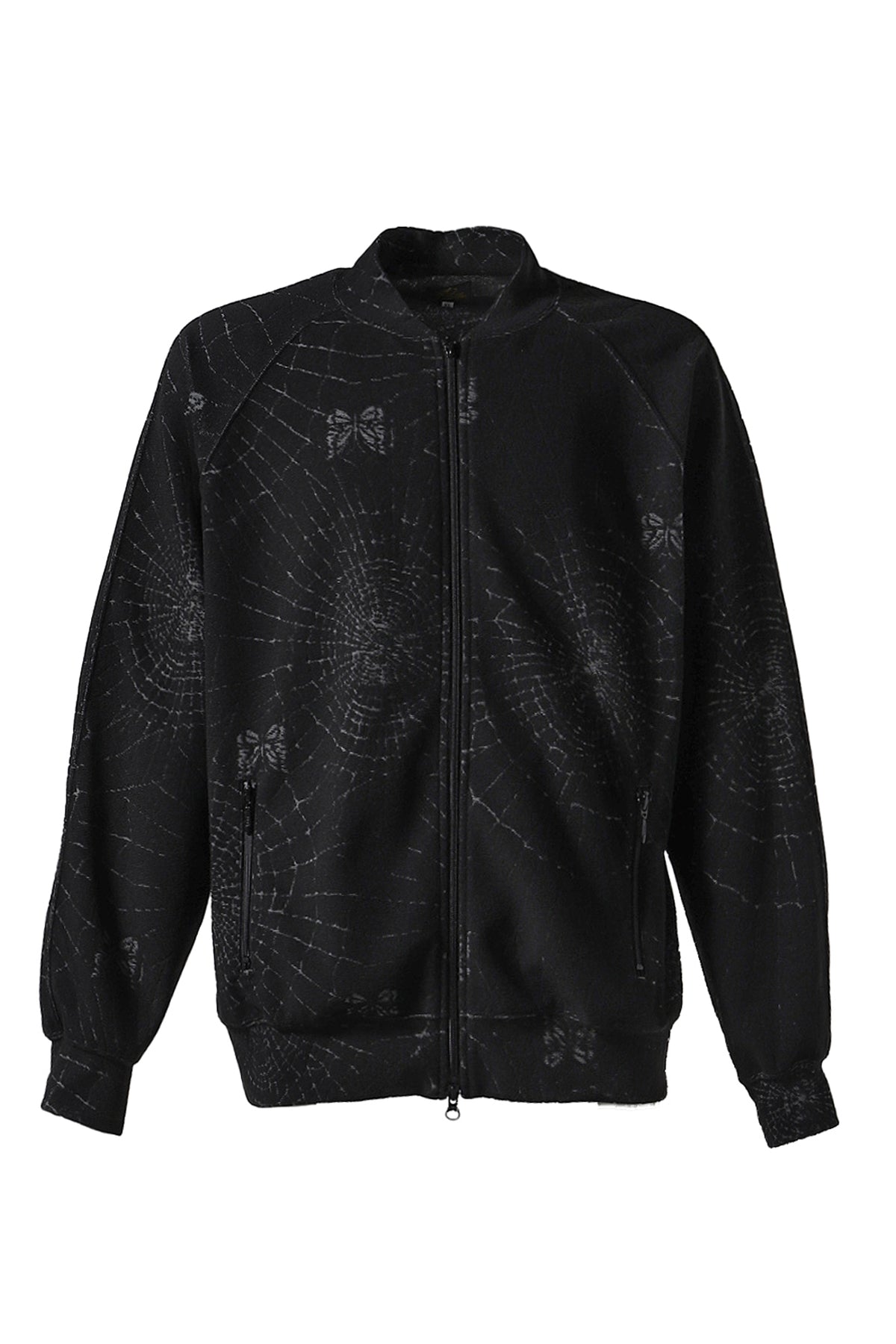 RIB COLLAR TRACK JACKET - PILE JACQUARD / SPIDER WEB / B-BLK