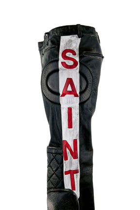 LEATHER PANTS/RACER / BLK