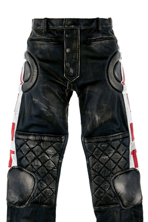 LEATHER PANTS/RACER / BLK