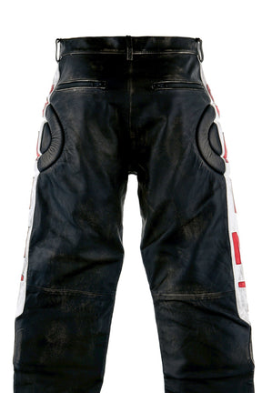 LEATHER PANTS/RACER / BLK