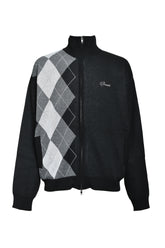 ARGYLE ZIP KNIT JACKET / BLACK 
