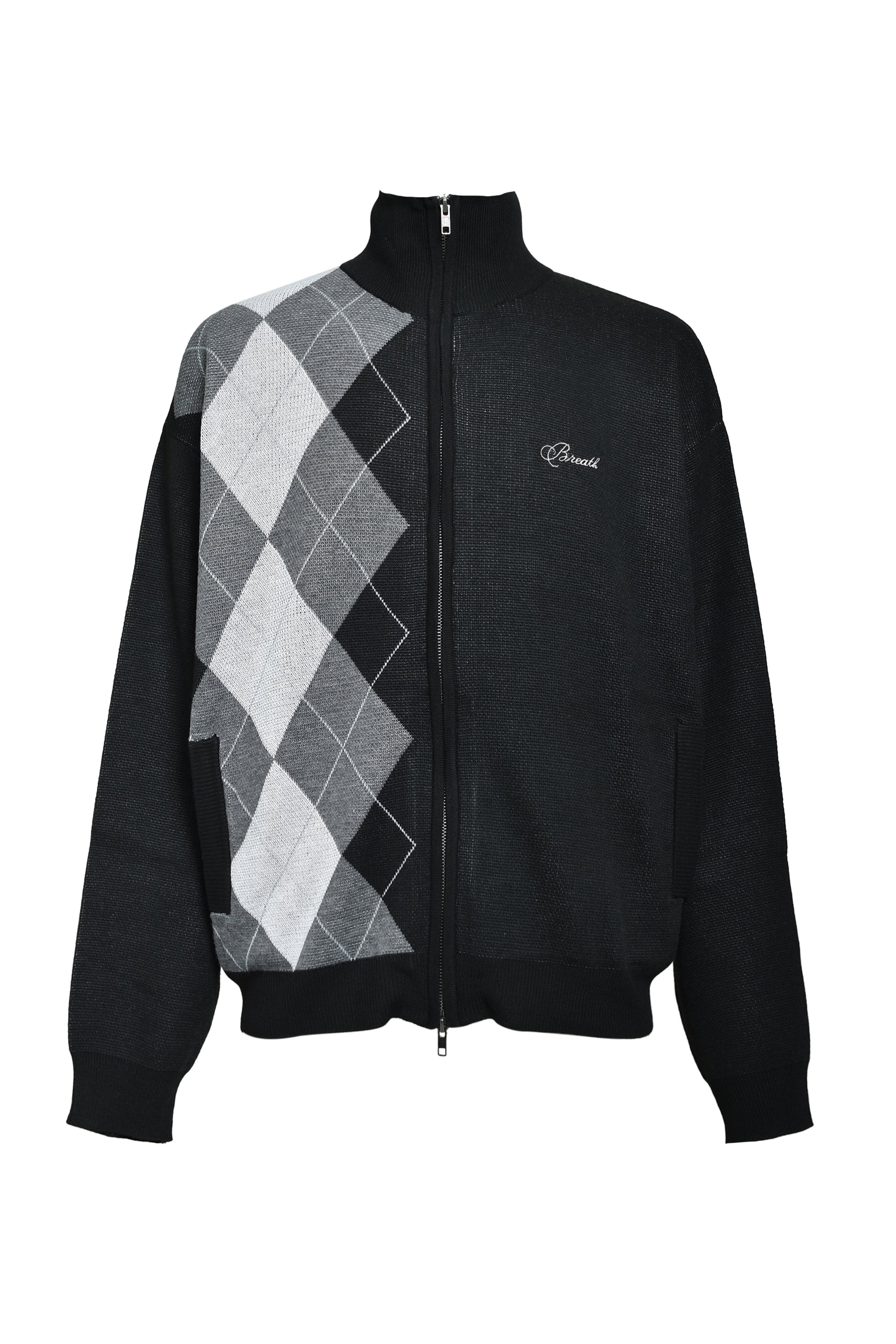 ARGYLE ZIP KNIT JACKET / BLACK 