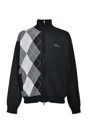 ARGYLE ZIP KNIT JACKET / BLACK 
