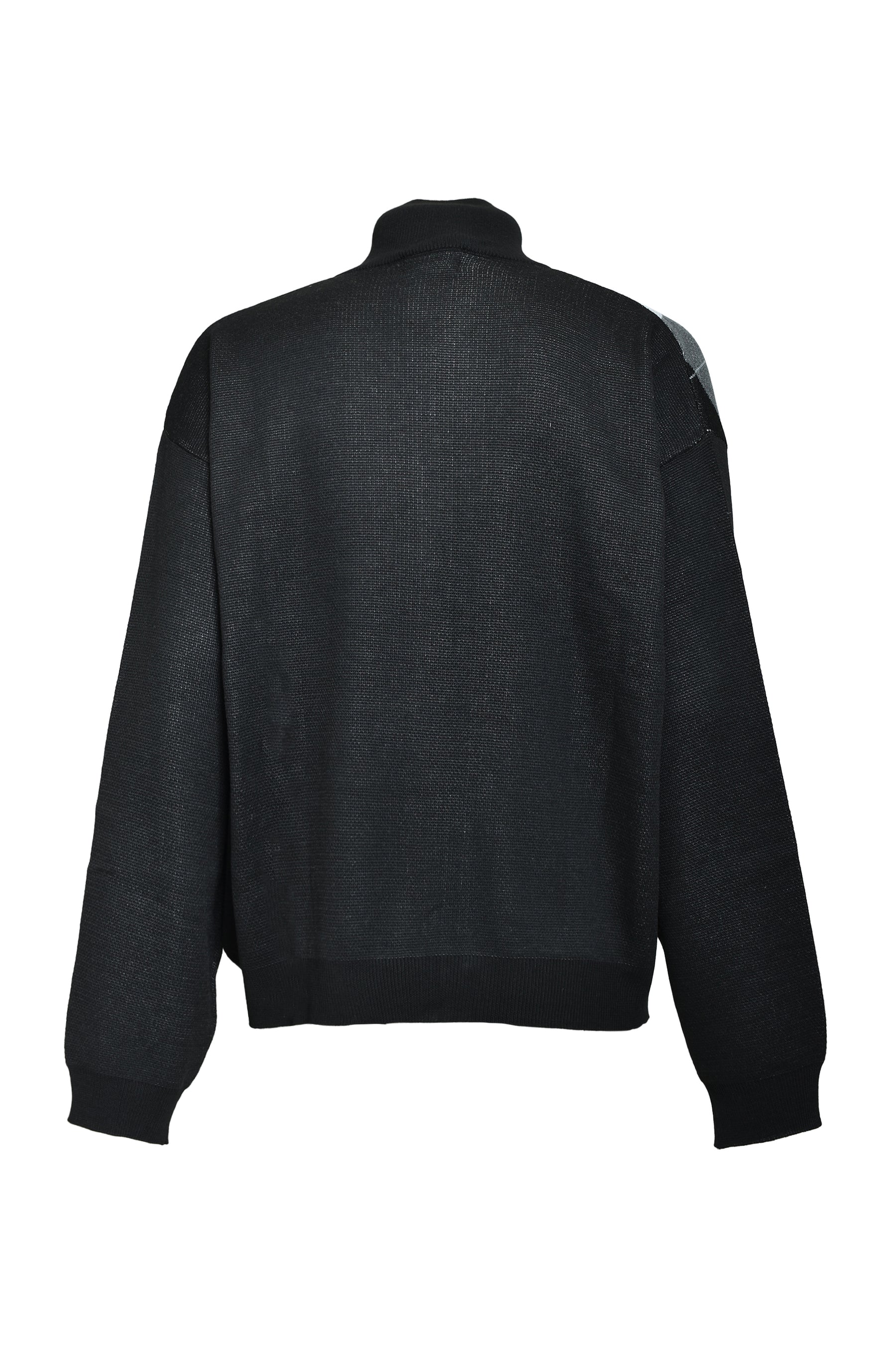 ARGYLE ZIP KNIT JACKET / BLACK 