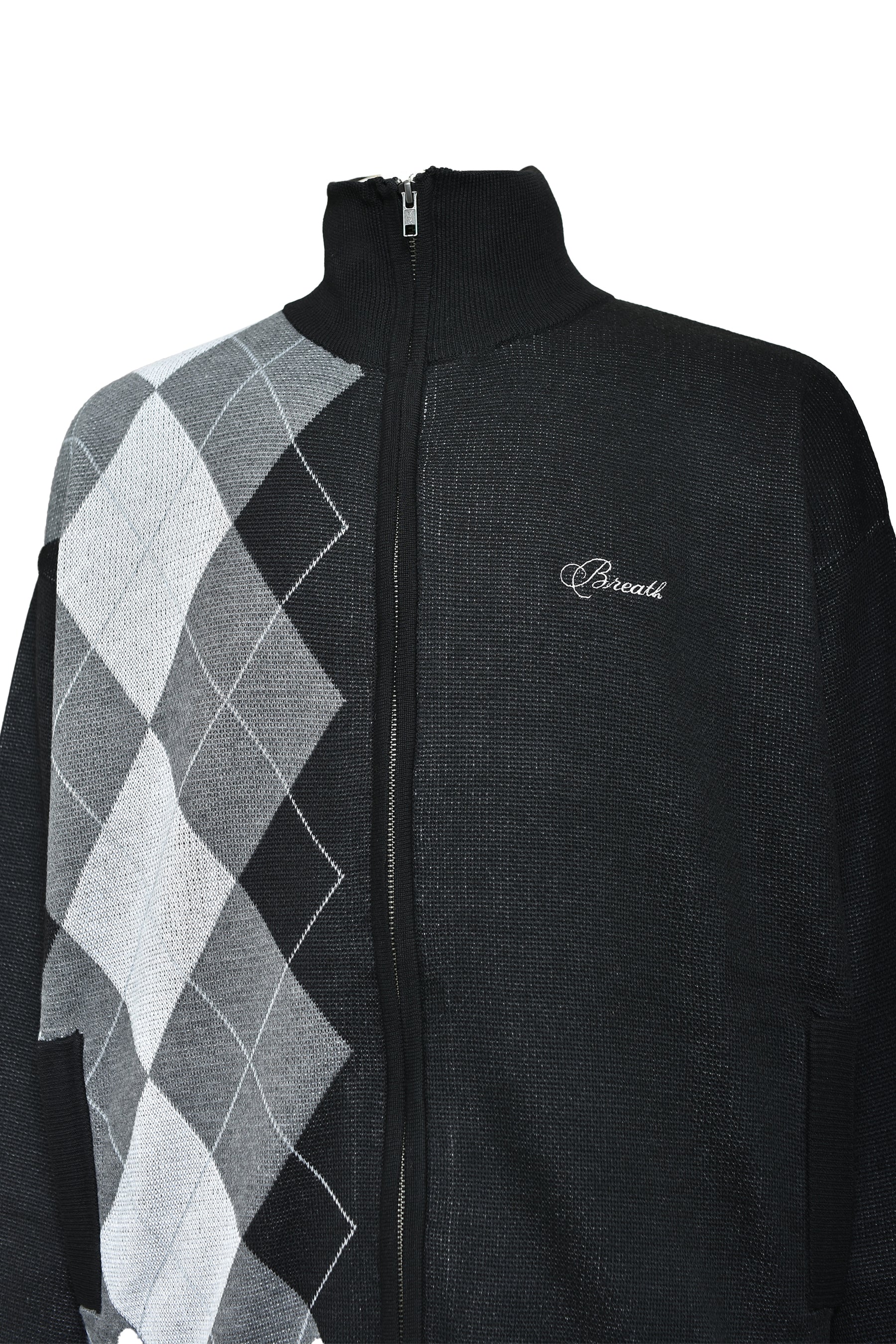 ARGYLE ZIP KNIT JACKET / BLACK 