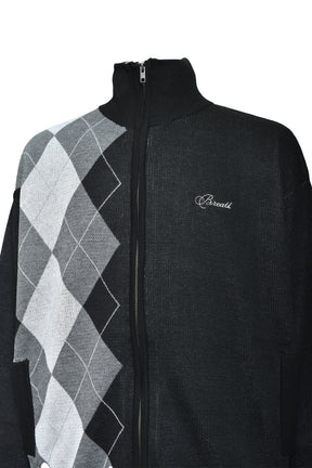 ARGYLE ZIP KNIT JACKET / BLACK 