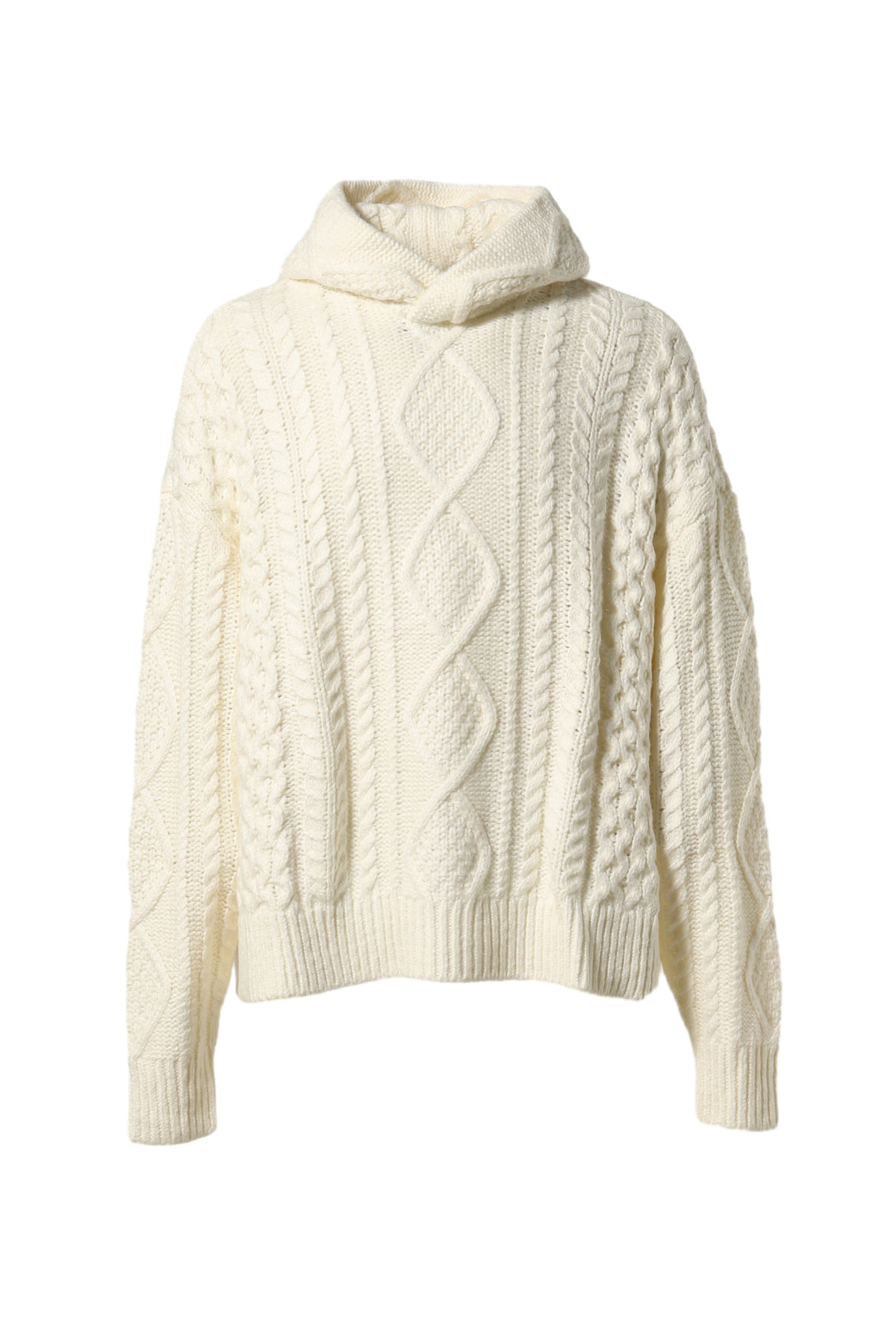 ESSENTIALS エッセンシャルズ FW23 CABLE KNIT HOODIE / CLOUD DANCER -NUBIAN