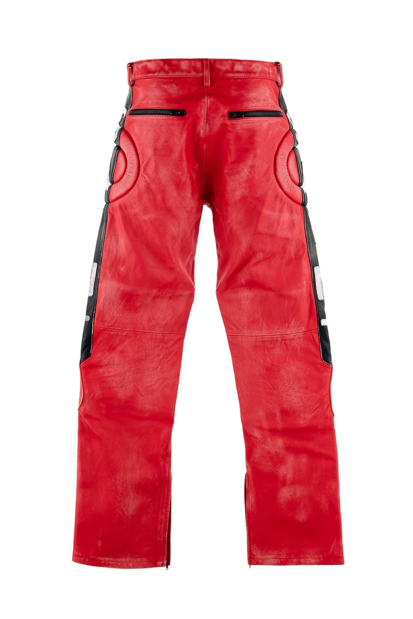 LEATHER PANTS/RACER / RED