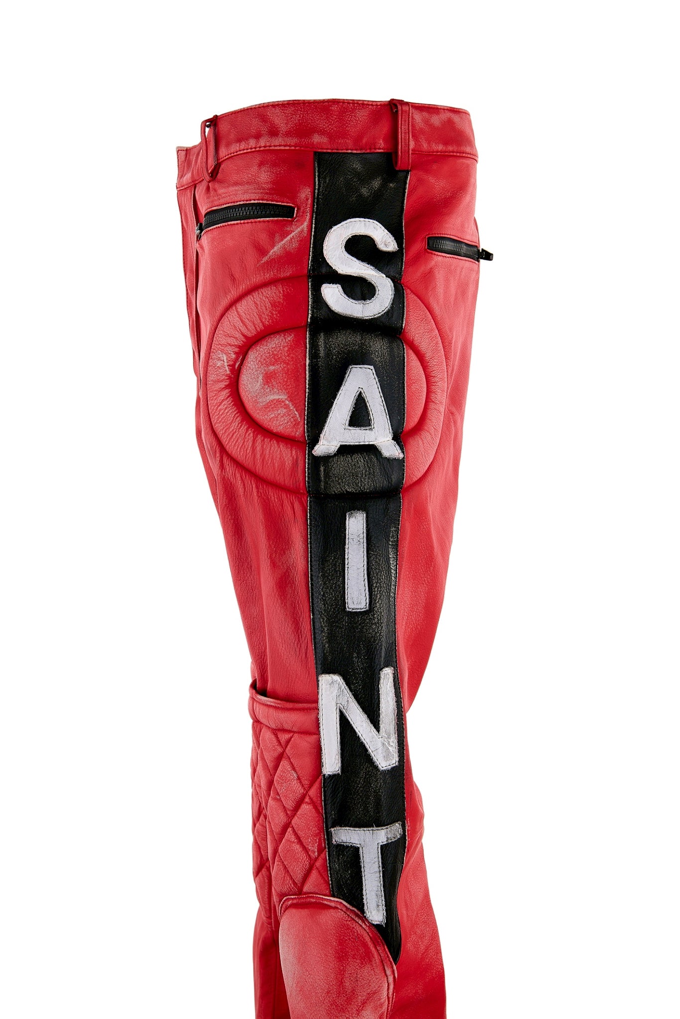 LEATHER PANTS/RACER / RED