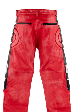 LEATHER PANTS/RACER / RED