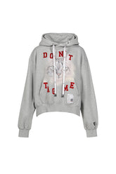 CAT PRINTED HOODIE / GRY