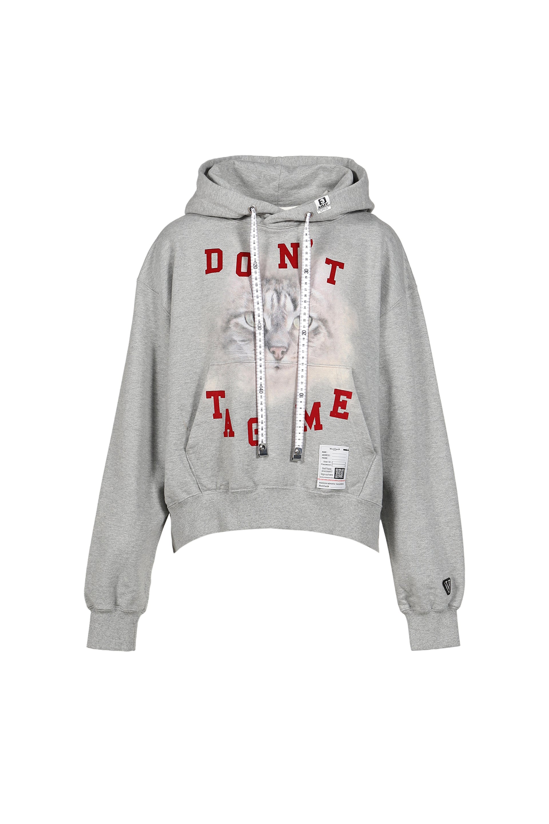 CAT PRINTED HOODIE / GRY