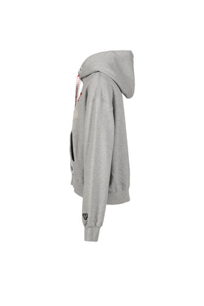 CAT PRINTED HOODIE / GRY