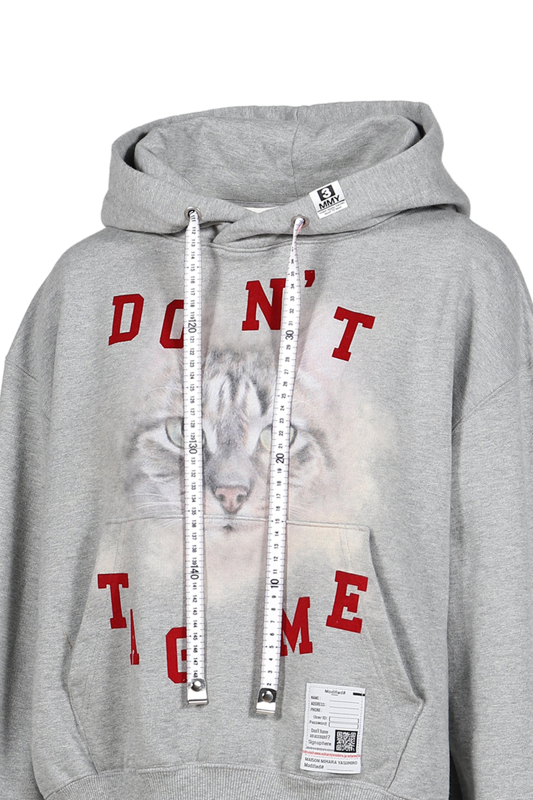 CAT PRINTED HOODIE / GRY