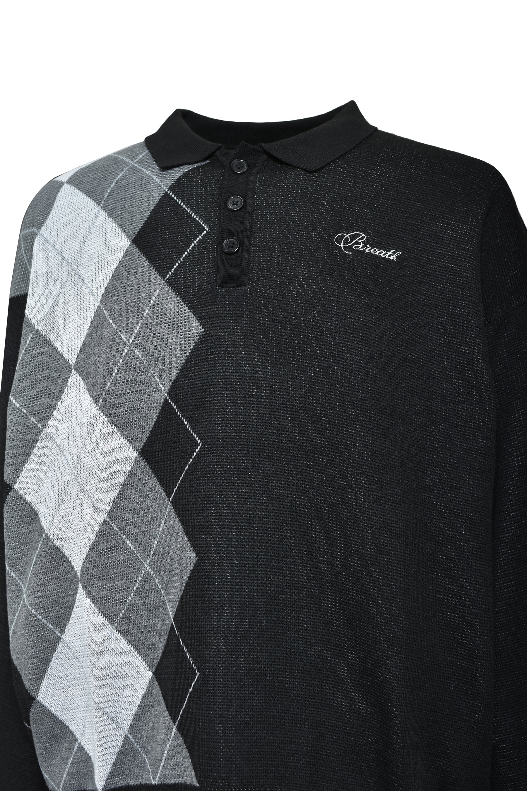 ARGYLE KNIT POLO / BLACK