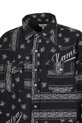 OG BANDANA DISCHARGE WESTERN SHIRT / BLK